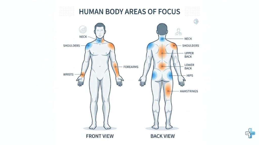 common areas that become tight during desk work