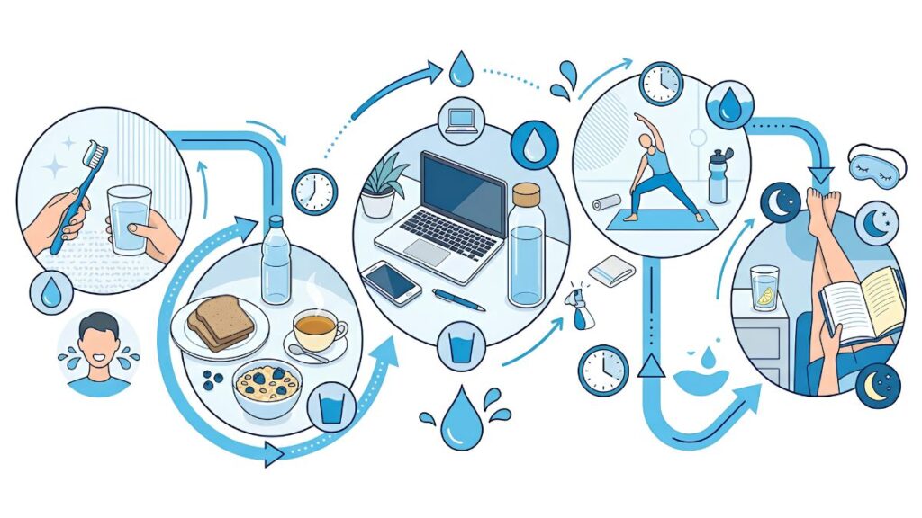 connect water drinking with daily habits