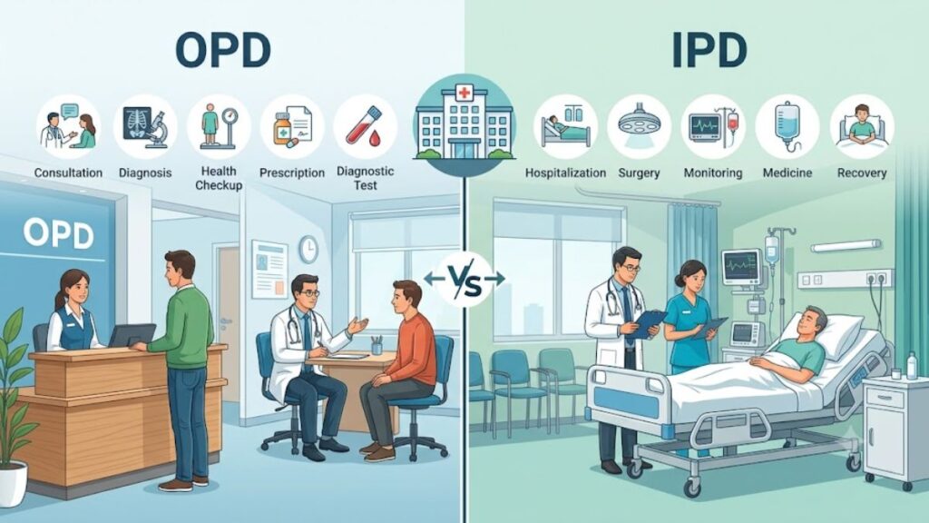 difference between opd and ipd department