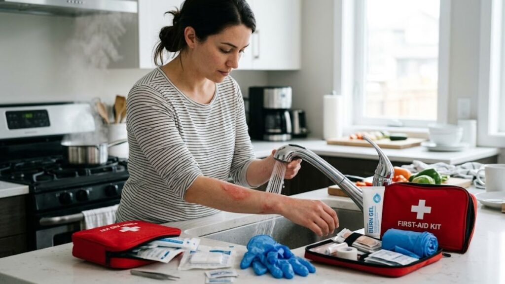 how to safely treat a minor kitchen steam burn