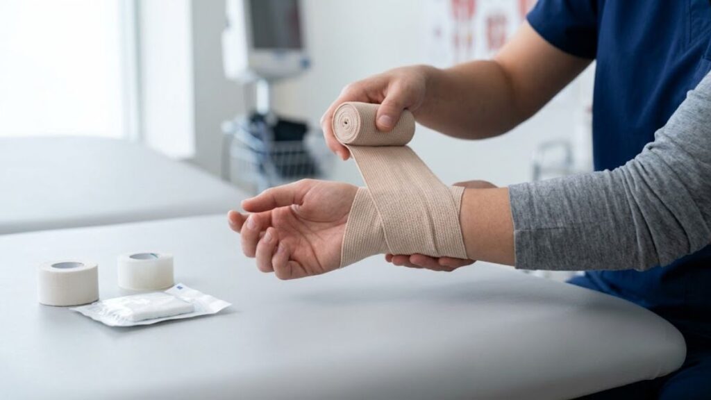 medical tape and elastic bandage
